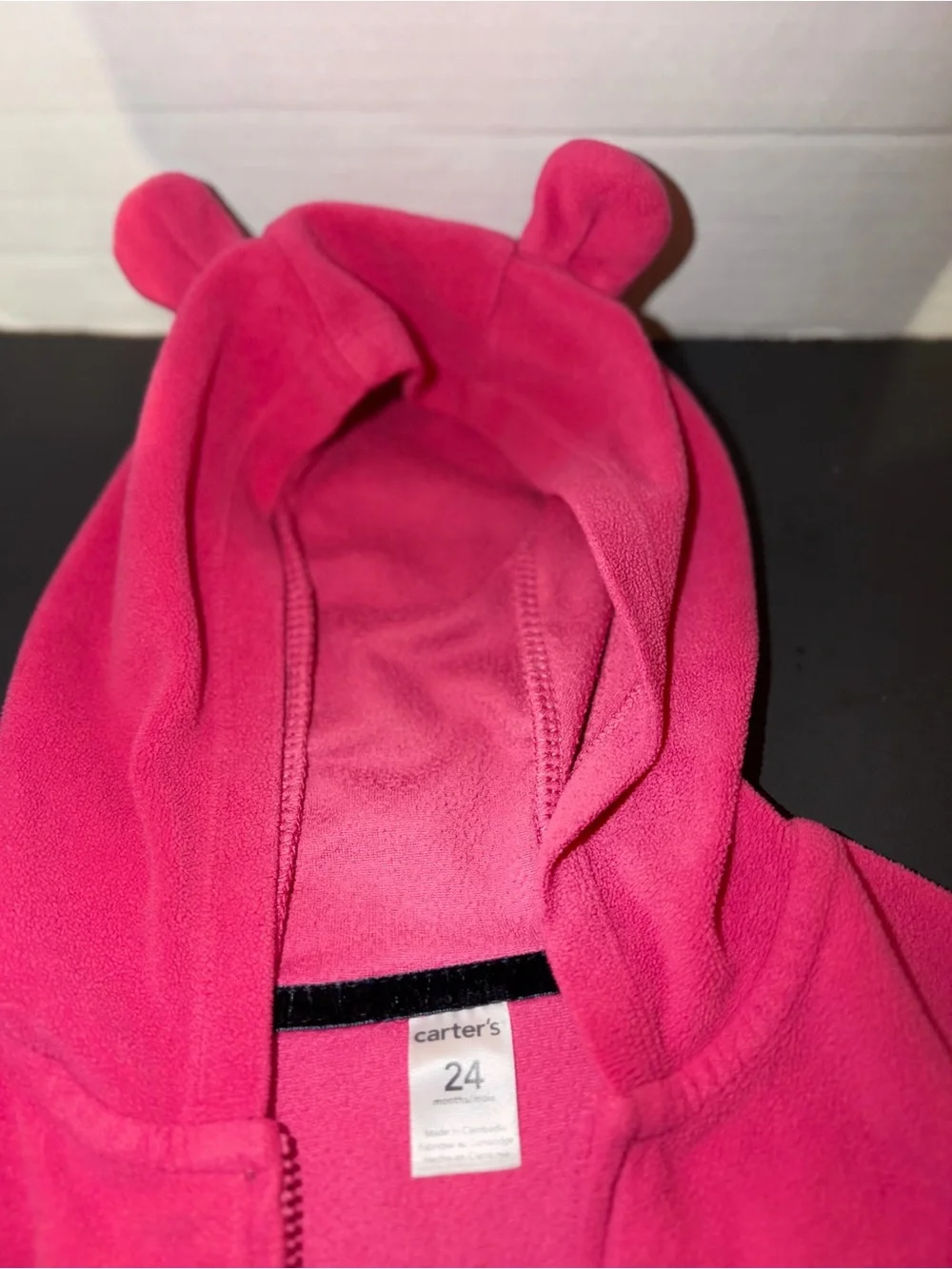 Carter's Bright Pink Hooded Fleece Zip-Up Jacket